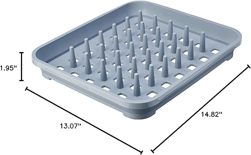 Miniatura 9 de Addis Eco - Escurridor de platos de plástico reciclado 100% con clavijas, color gris claro, 13.2 x 15.0 x 2.0 in