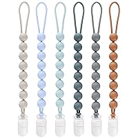 Vista 8 de Paquete de 4 clips de silicona para chupetes para bebés, niños y niñas, con cuentas de una pieza, soportes flexibles y libres de óxido para alivio