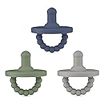Ryan & Rose Cutie PAT All-in-One Pacifier and Teether Massaging Teething Ring and Hideaway Binky for Growing Babies (Prep (3 Pack), Stage 1)