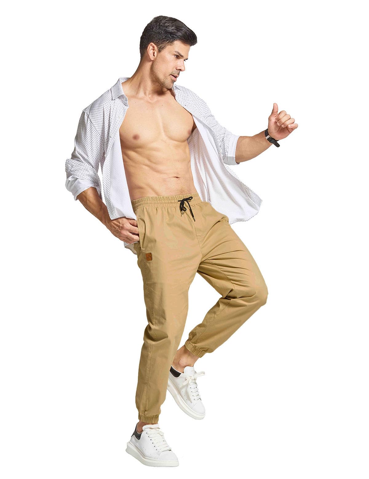 JustSun Pantaloni da Lavoro Uomo Cotone Cargo Casual Pantaloni Tuta Uomo Pantaloni Jogging Slim Fit con Tasche