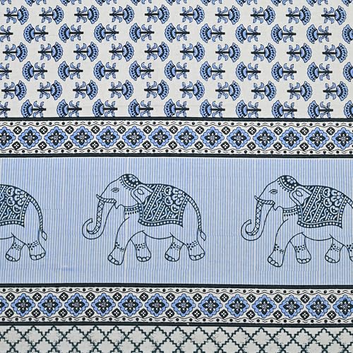 Image of 100% Cotton Single Bedsheet with 1 Pillow Cover | 240 TC Pure Cotton Flat Bed Sheet | Traditional Jaipuri Printed Bedding Set | Soft & Breathable | 60 x 90 Inch (Rangmahal Single 75)