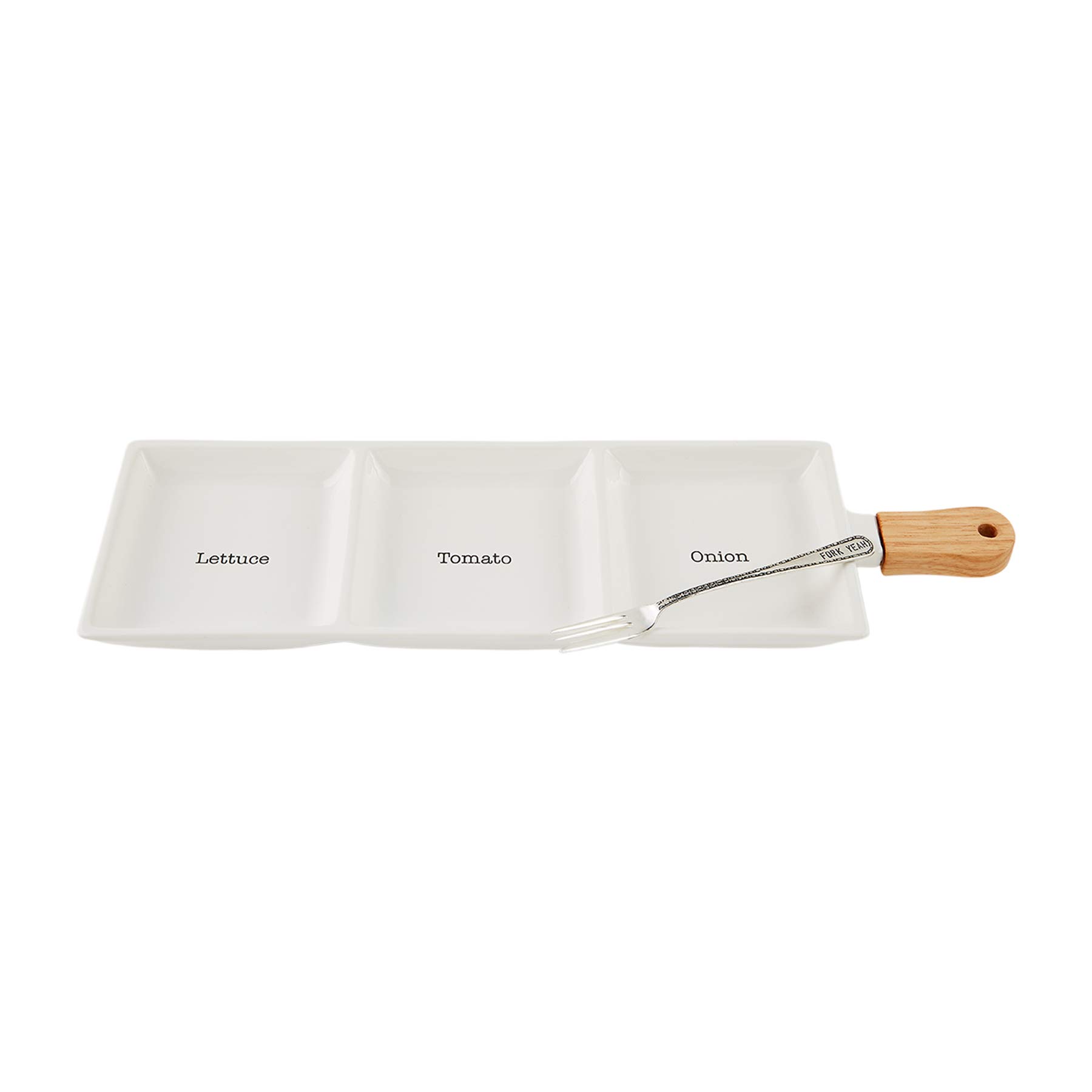 Mud Pie Bistro Dip And Tray Set – White Ceramic, Includes Tray, Dip Bowl & 2 Wooden Utensils - View #3