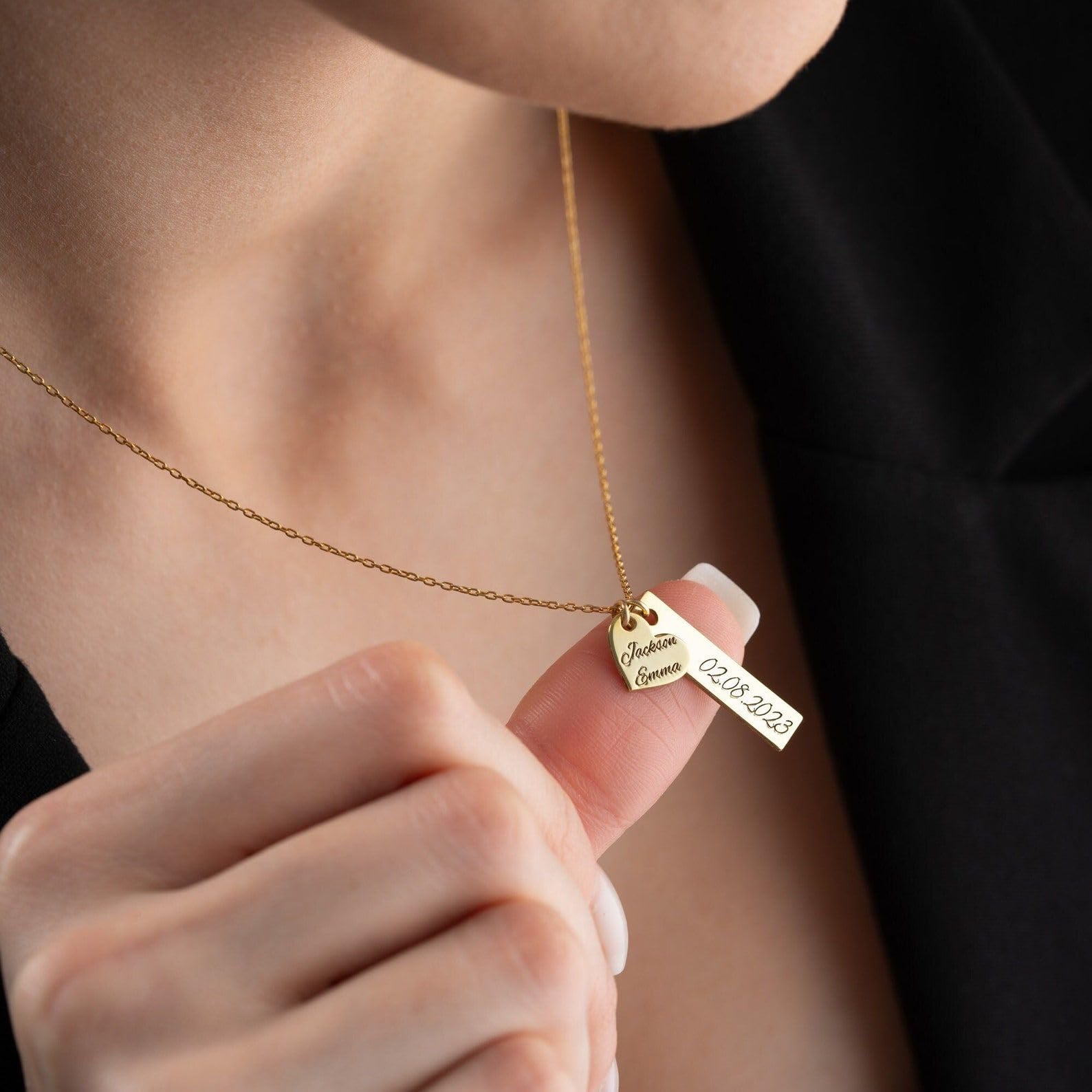 Personalizado barra corazón collar delicado personalizado con nombre para mujeres para mamá Día de la Madre Navidad aniversario cumpleaños