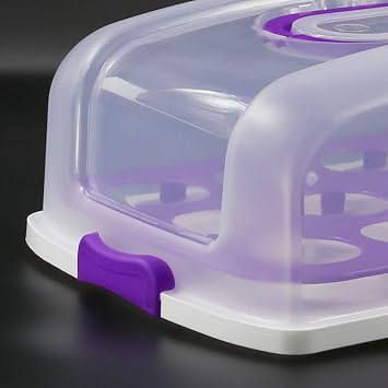 2in1 Cupcake Carrier and Cake Keeper with Lid, Rectangle Pie Carrier,Large Portable Storage Container for Storing 12 Cupcakes or 1 Large Cake (Purple)