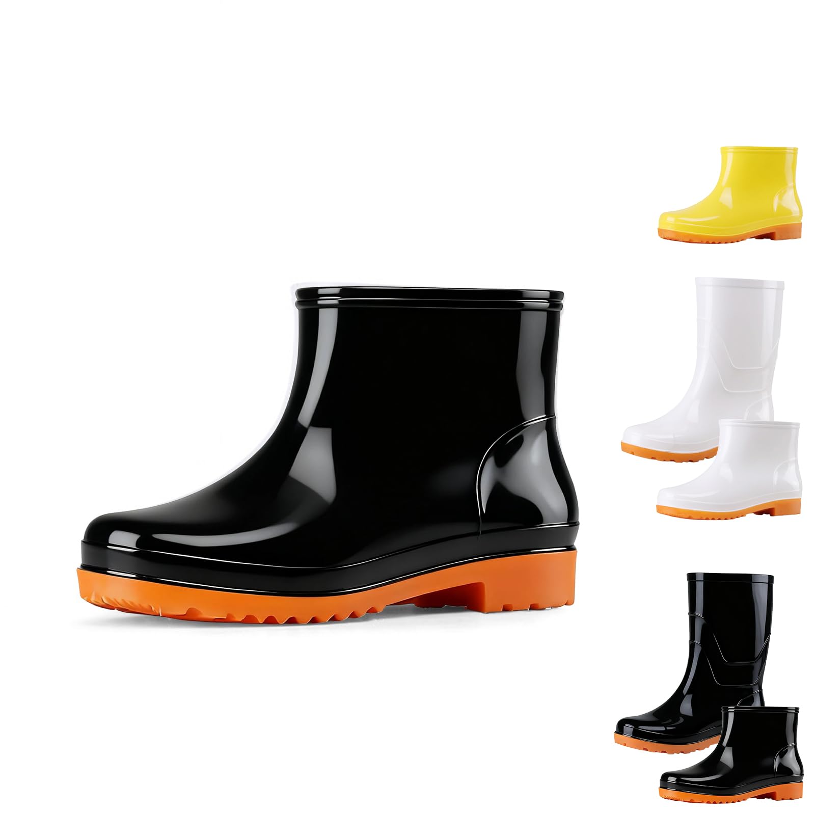 Rain Boots Women Waterproof Wide Calf Rubber Boots Lightweight Anti-Slipping Garden Shoes Outdoor Lawn Care Yellow Rainboots for
