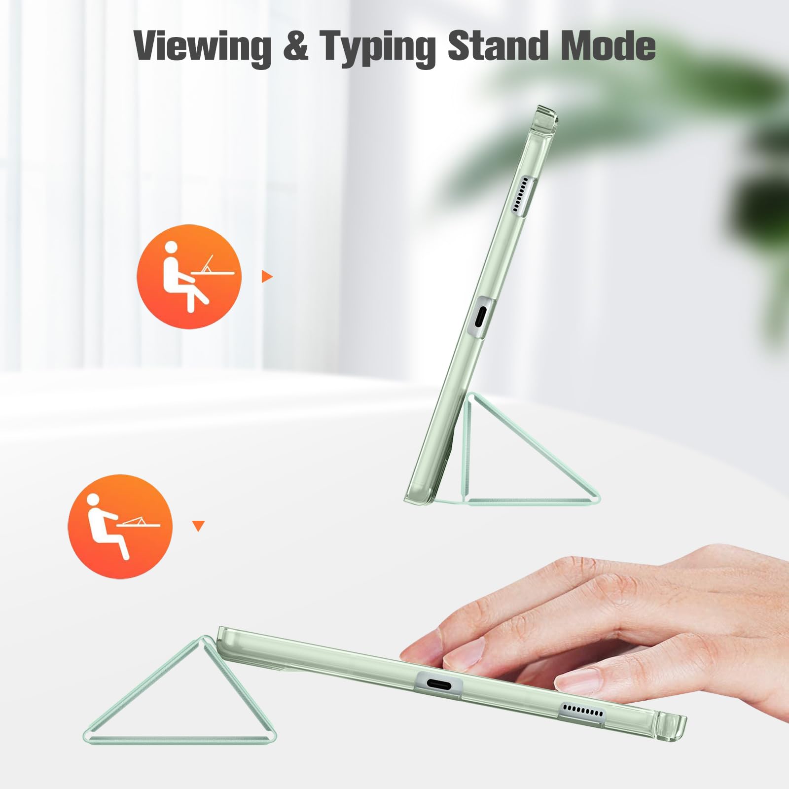 Fintie Etui do tabletu Samsung Galaxy Tab S6 Lite 10,4 cala 2024/2022/2020 - Slim etui ochronne z przezroczystą tylną stroną i funkcją automatycznego wygaszenia/wybudzania, miętowe | Półprzezroczysta matowa tylna okładka, lekki stojak, uchwyt na długopis