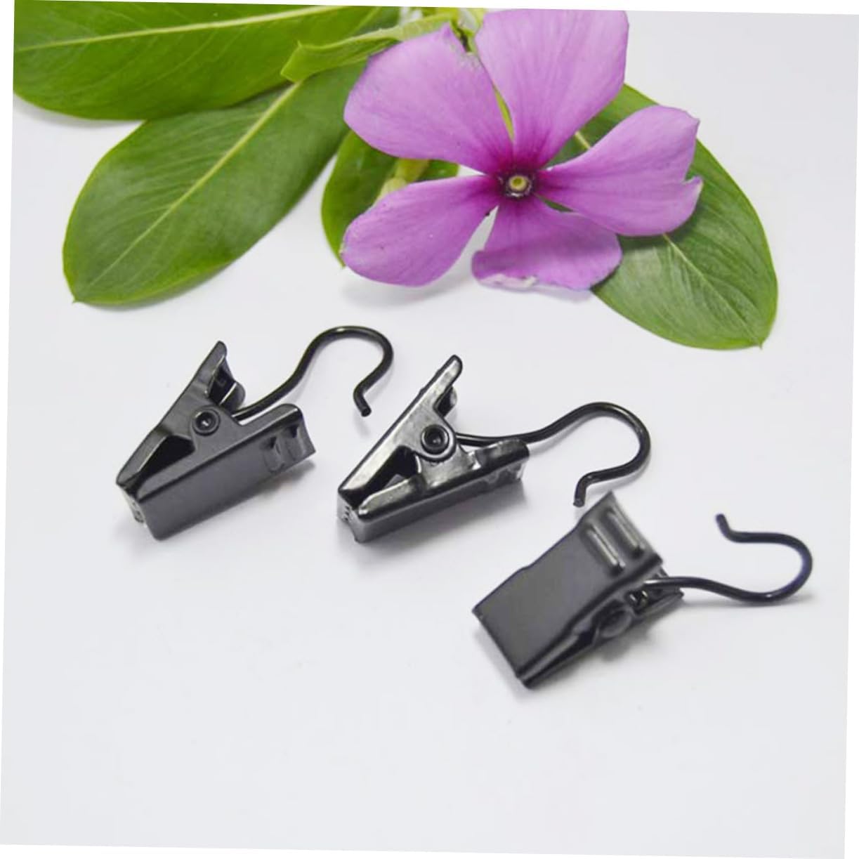 120pcs Metal Curtain Clips with Hooks Drapery Clip Rings for Hanging Curtains Black Iron Hooks for Home Decor