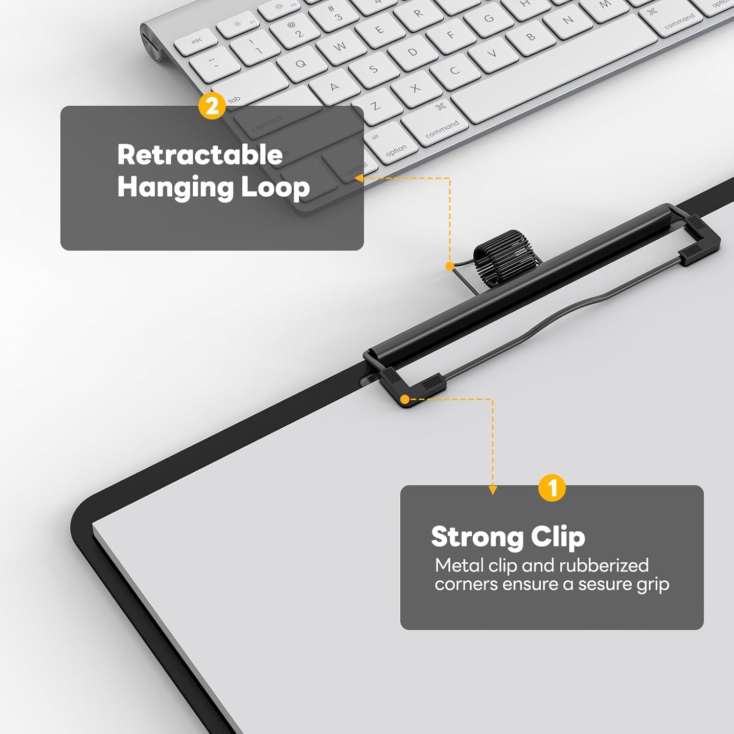 Horizontal Clipboard with Pen Holder, Black 8.5 x 11 Plastic Clip Boards for Classroom, Teacher, Size 9 x 12.5 in, Landscape Layout, School & Office Supply(Pack of 25)