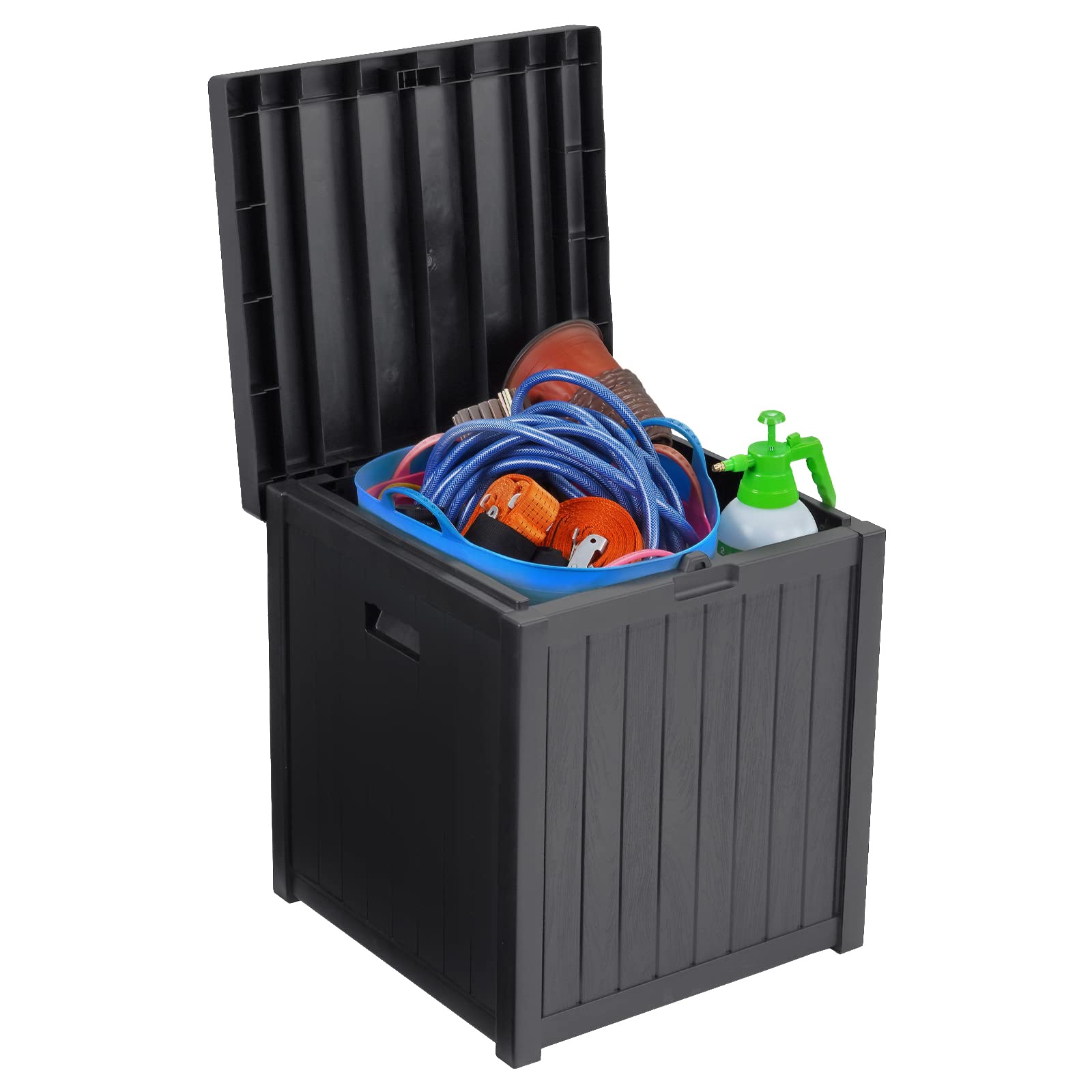 Photo 1 of Qily Outside Storage Box Waterproof, Outdoor Cushion Storage Small Deck box Resin Durable, 51 Gallon Patio Storage Box With Seat for Furniture, Garden Tools and Toys Storage, Easy to Assemble (Grey)