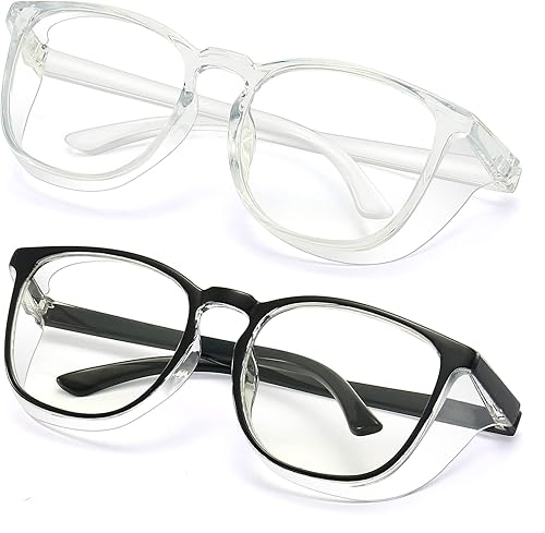 Outray 2 pares de gafas de seguridad anti niebla, gafas de protección azul, bloqueo de luz azul para hombres mujeres