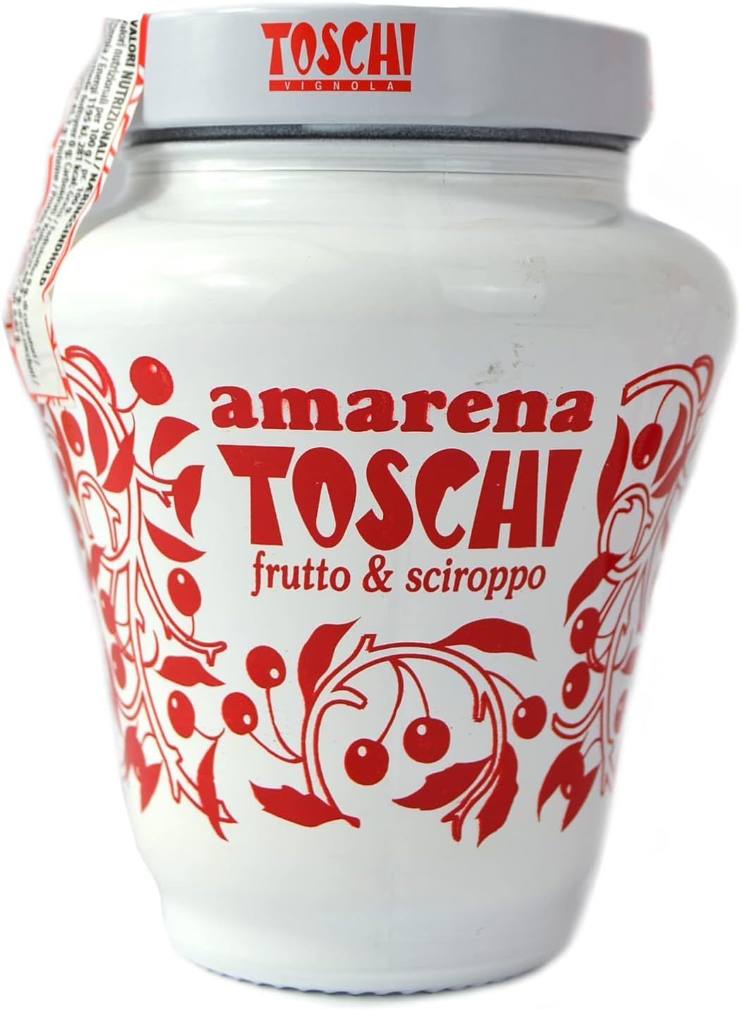 CESTO FESTE CON CILIEGIE VERDI E ROSSE CANDITE, AMARENE TOSCHI IN CONTENITORE CERAMICA DECORATO, OLIO AL TARTUFO BIANCO E NERO E OLIO AL PEPERONCINO + SELEZIONE DI CIOCCOLATINI CESTO REGALO