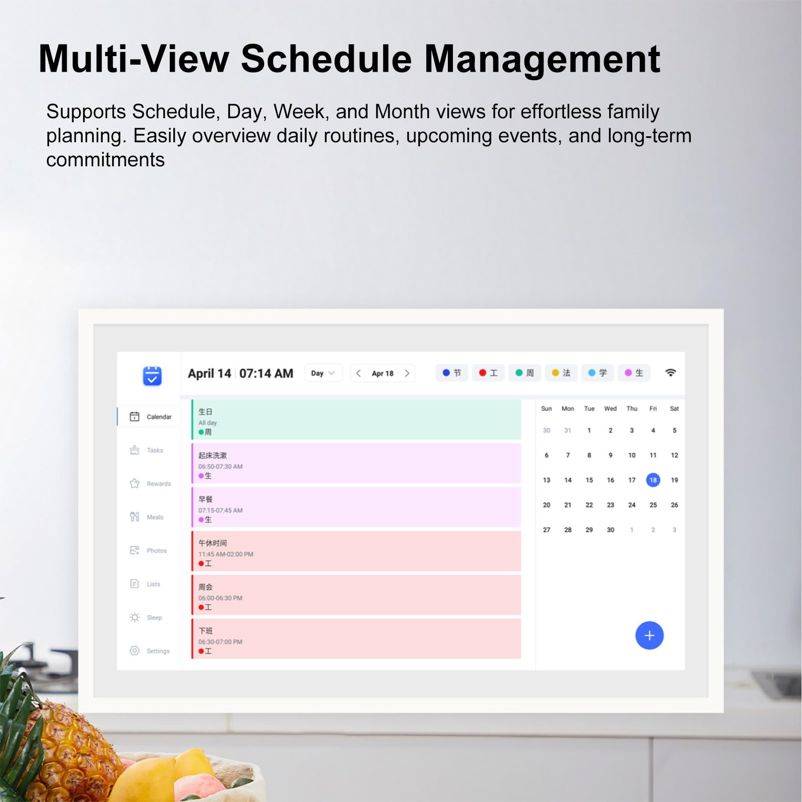 XUMIUZIY 10,1 Zoll Digitaler Kalender, Elektronischer Familienplaner und Aufgabendiagramm mit 1080P Touchscreen, Interaktives WIFI Display für Familienpläne, Task Manager für Zuhause, (WHITE)