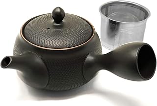 【 茶葉が詰まらない茶こし付 】味がまろやかになる 常滑焼 黒泥 雫急須 300ml / 液だれしにくい 深蒸し可 日本製 きつさこ