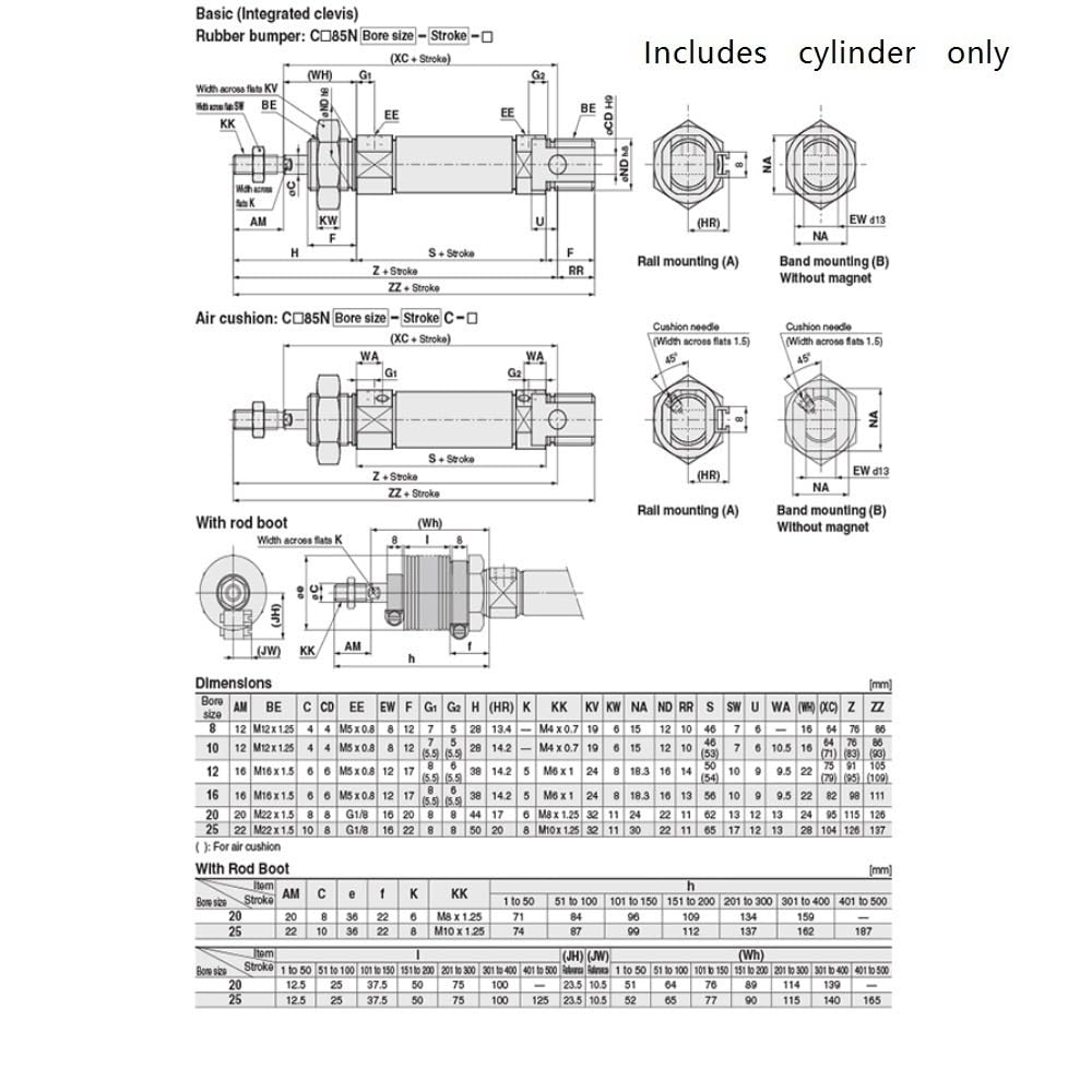 Luftschieberbaugruppe Einfachgestänge-Luftzylinder, wartungsarm, Standard-Doppelwirkungs-Minizylinder CD85N for Automatisierung, 1 Stück(80 * 20MM)