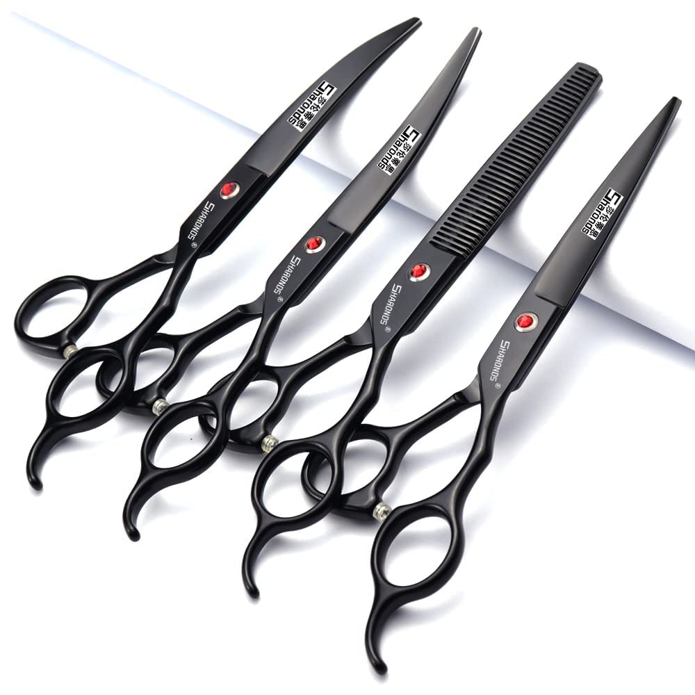 440c - Juego de tijeras de peluquería profesional de peluquería (17,78 cm), color negro