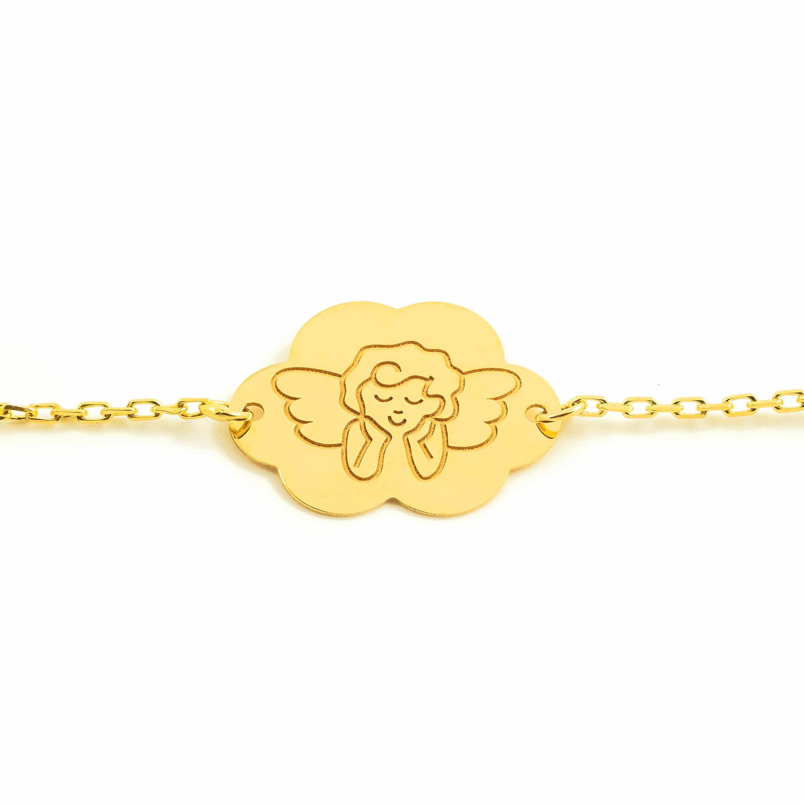 Mondepetit Damen & Kinder Engel Perle 4 mm Armband Gelbgold 18k - Geschenkbox - Garantiezertifikat