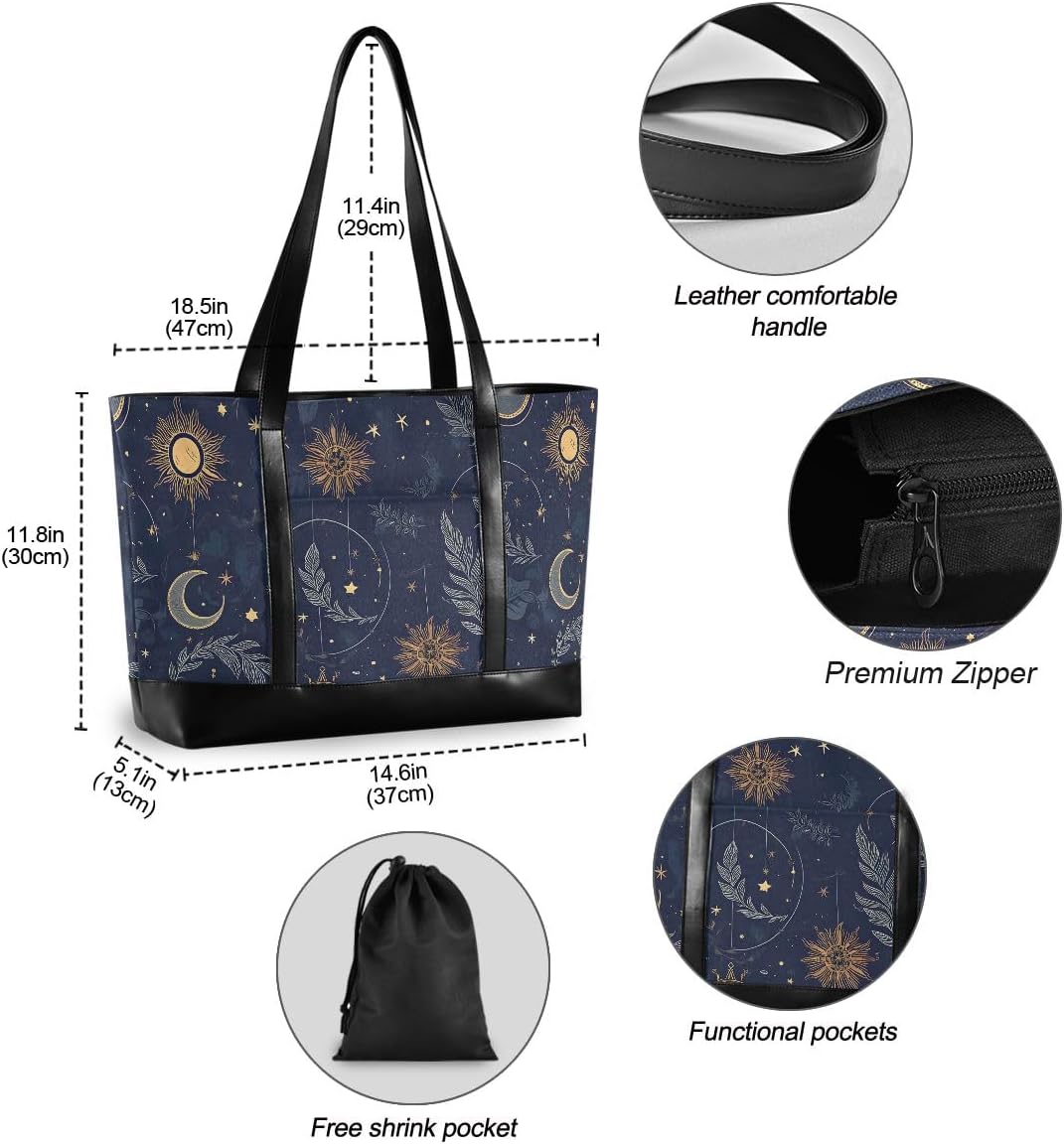 Rainbow Galaxy Starry Laptop Tote Bag for Woman 15.6 inch Laptop Organizer Bag Teacher Work Purse