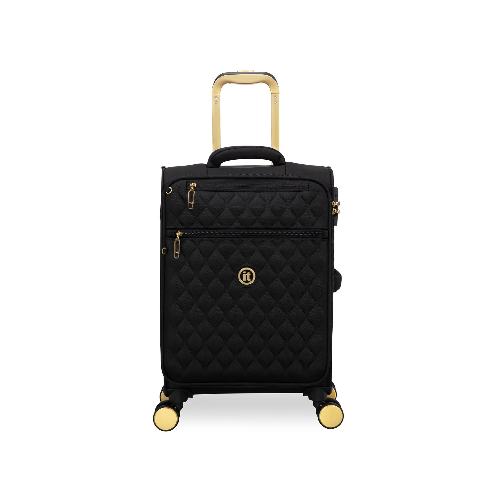 Glimmering Soft Luggage Black with TSA Lock 8 Wheel Trolley Bag-image-0