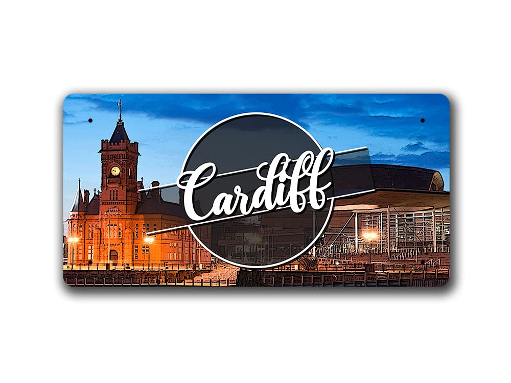 Cardiff Night Landscape - Wales - Metal Sign