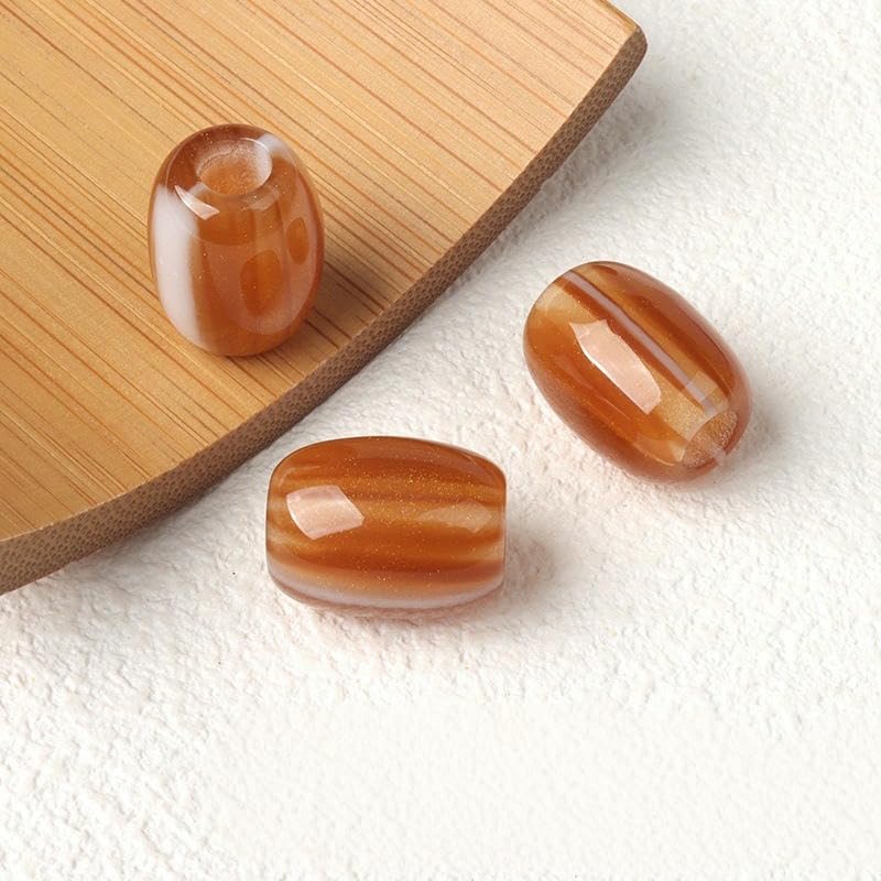 30/50/100 szt. Koraliki beczki z dużym otworem 12 x 15 mm, Vintage owalne koraliki dystansowe z żywicy, do dekoracji DIY akcesoria dekoracyjne do odzieży, butów i toreb