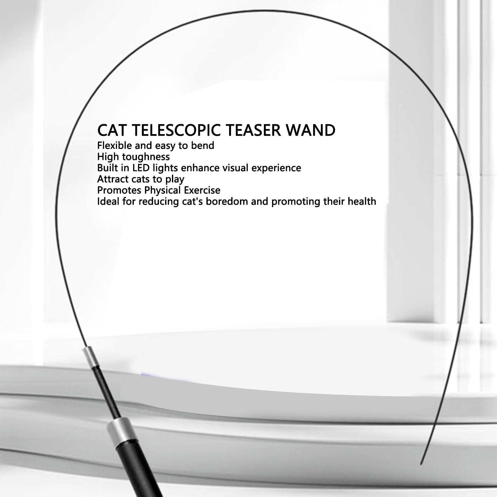 Tnfeeon Varita de Juguete Interactivo para Gatos con Luz LED, Batería Recargable por USB de 500 MAh para Juegos de Ejercicios para Gatos en Interiores, Alivia el Aburrimiento para de Alta Energía