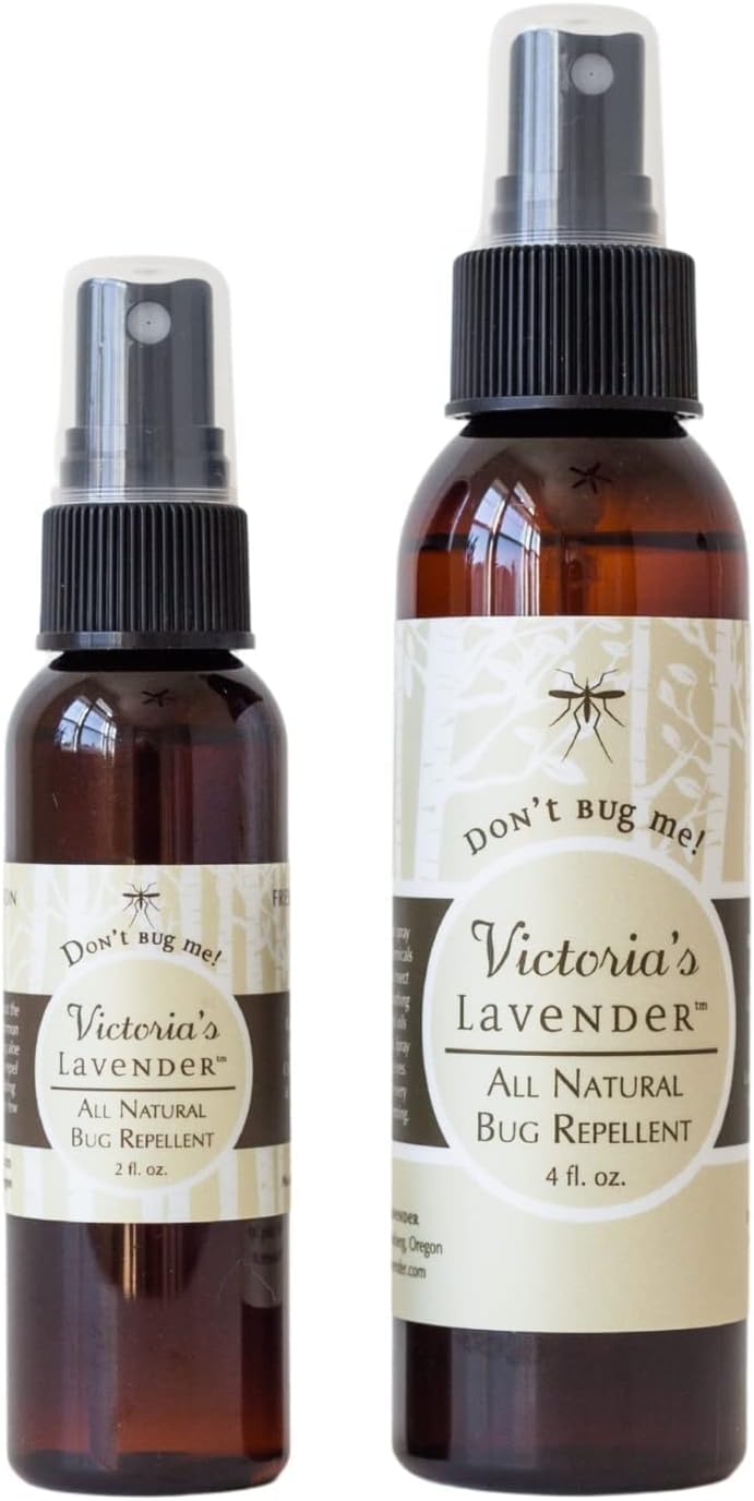 Victoria's Lavender Don’t Bug Me Insect Spray, Bug Spray to Keep Mosquitoes Away, DEET-Free, Aloe Vera, Essential Oils, and Eucalyptus, Lavender Scent, Hiking & Camping Essentials, 2 Oz + 4 Oz