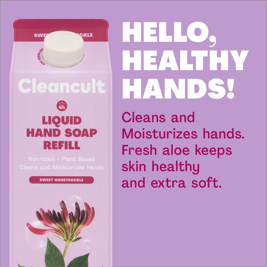 Cleancult Liquid Hand Soap Refill, Sweet Honeysuckle, 32oz, 1 Pack - Coconut-Derived Hand Soap that Nourishes & Moisturizes - Liquid Soap Made with Aloe - Paraben & Phthalate Free