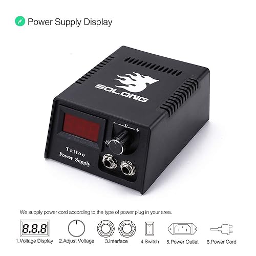 Miniatura 6 de Solong Kit Completo de Tatuaje 4 Pistolas de Máquina Pro 54 Tintas Fuente de Alimentación Pedal de Pie Agujas Agarres Puntas Estuche de Transporte