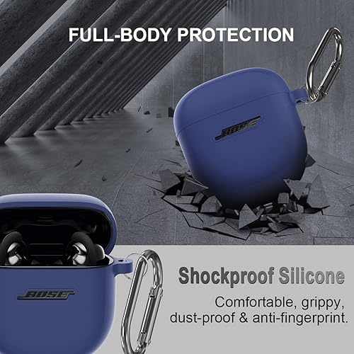 Miniatura 17 de Funda de silicona para auriculares Bose QuietComfort II (2022) y QuietComfort Ultra (2023), funda protectora a prueba de golpes con llavero para Rojo