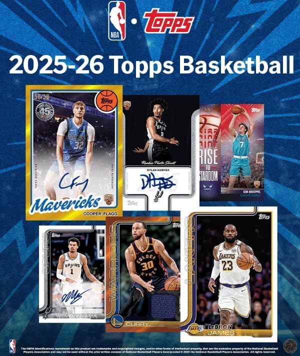 NEW 2025-26 Basketball Card MEGA Box w/224 Cards, Bonus Custom Cooper Flagg Card Sized Print