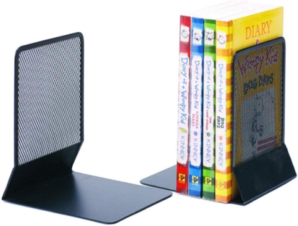 Bookends Decorative Book Ends Bookends Book Ends for Shees Bookends for Heavy Books Metal Heavy Duty Bookend Black 1 Pair Mesh Book Folder Bookends for (Color : Pink),Pink (Color : Black)