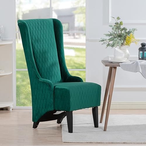Miniatura 8 de Yuxuanhang Sillas de piel sintética con respaldo alto, sillón tapizado retro con respaldo de ala King Throne, silla lateral contemporánea de ocio