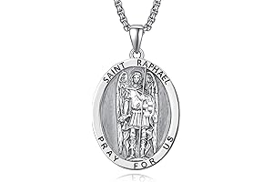 ADMETUS Sterling Silver Saint Raphael Archangel Pendant Necklace for Men and Boys,...