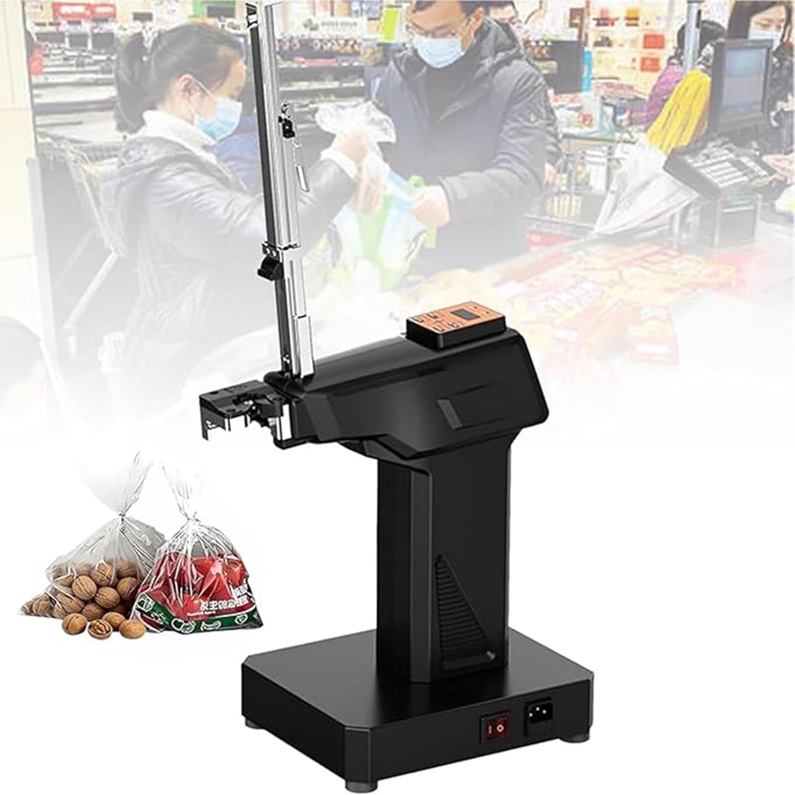 Máquina automática de sellado de bolsas para supermercados y panaderías, cortadora de aluminio en forma de U y herramienta de atado, solución eficiente de cierre de bolsas de plástico