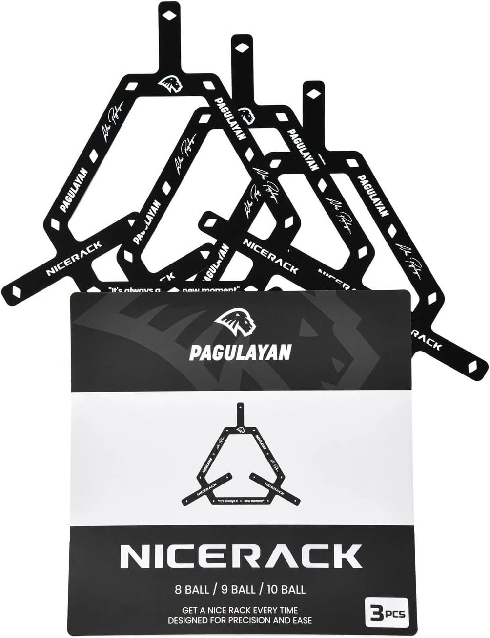 NICERACK Pool Table Racking Template Set (3-Pack) for 8 Ball, 9 Ball & 10 Ball