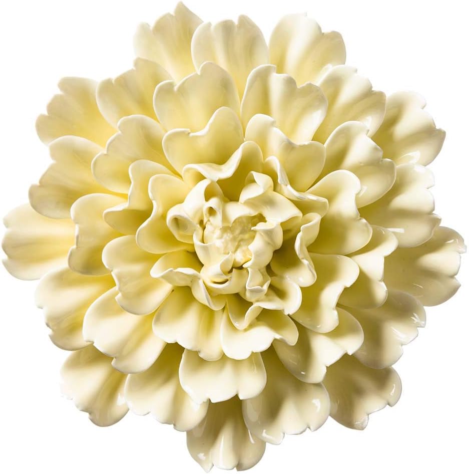 Vivaterra Ceramic Wall Flowers - 8 Dia. Pale Yellow