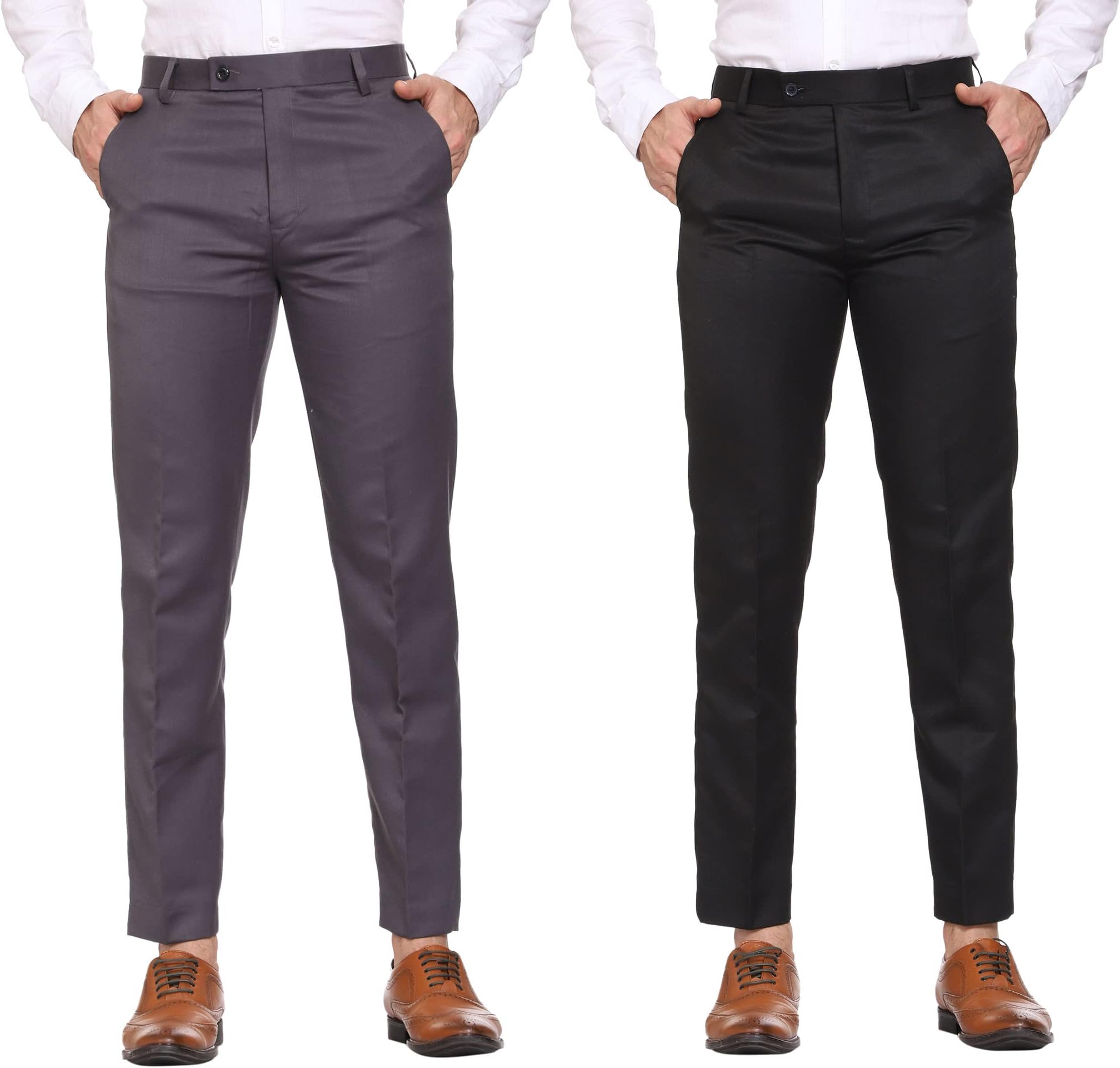 MALENO Men Formal Trouser Regular Fit Solid | Soft and Breathable Pant Combo (Pack of 2)