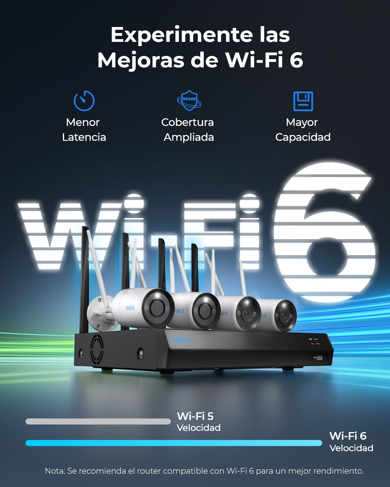 Reolink 4k Kit Cámaras de Vigilancia Exterior WiFi, NVR WiFi 12CH con HDD 2TB, 4X Cámaras en 2,4/5 GHz, Detección de Persona/Vehículo/Pets, Visión Nocturna en Color, Audio de 2 Vías, Cuerpo de Metal.