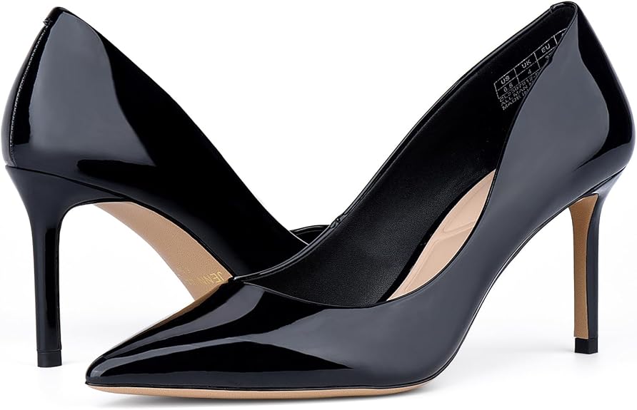 JENN ARDOR Women's Comfortable Stiletto Pumps 3 inch Elegant Gorgeous Closed Pointed Toe Slip On Solid High Heels for Ladies Wedding Dress Shoes