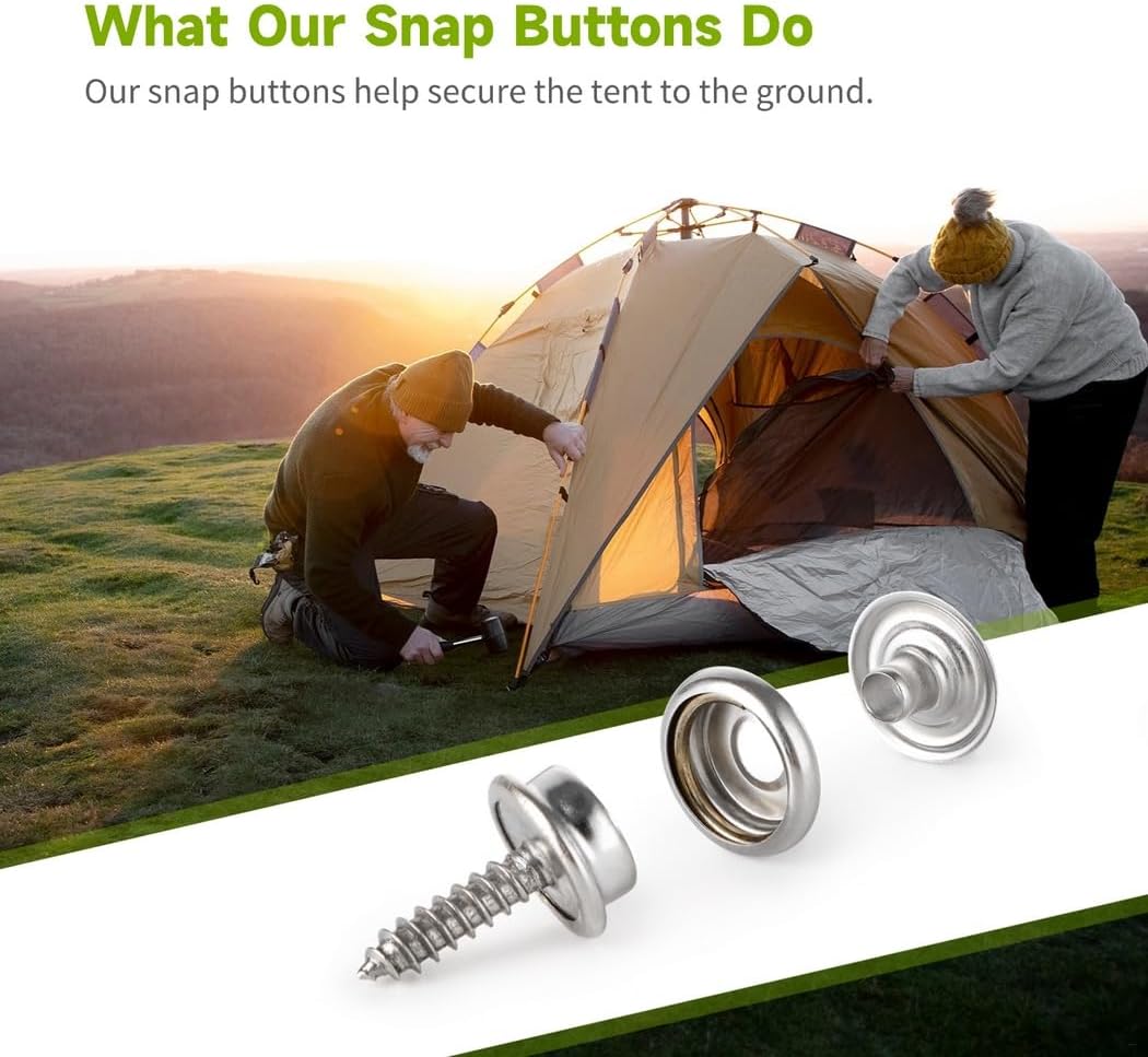 320 Pcs Snap Button Set, Canvas Snap Fastener Set, Fastener, Screw Snaps, Boat Cover Fastener Kit With A Hole Punch, Setting Tool For Boat, Furniture
