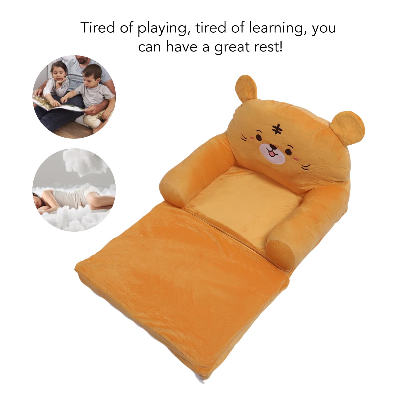 Divano Pieghevole per Bambini, Divano Pieghevole Multifunzionale in Spugna di Tessuto Felpato per Bambini, Modello Cartone Animato, Resistente, Comodo per Riposare (2 strati)