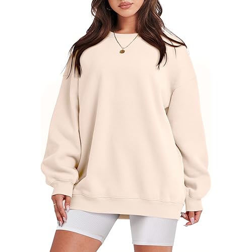 ANRABESS Oversized Sweatshirt for Women Fleece Long Sleeve Crewneck Casual Pullover Top Fall 2023 Trendy Clothes