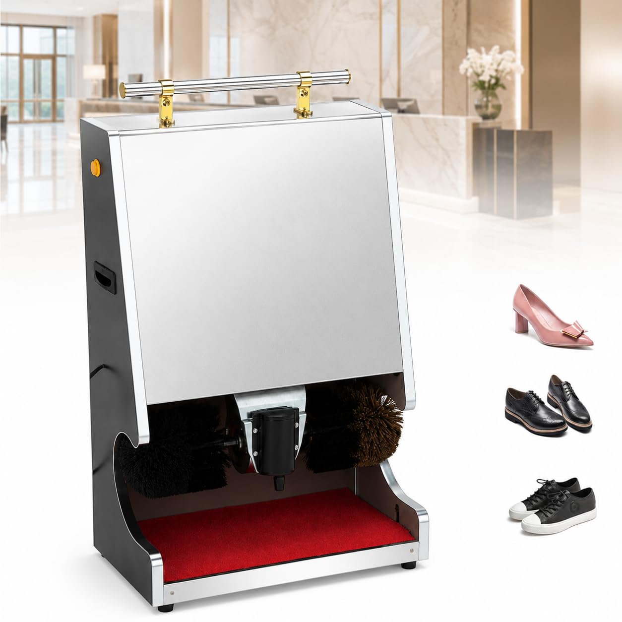 TsoLay 100w Automatische Schuhputzmaschine, Kommerzielle Schuhpoliermaschine Mit Schnellem 5 S Wischen, Kombinierte Kugelbürste, Abschaltschutz Für Zuhause, Hotel, Flughafen, Bahnhof, Silver