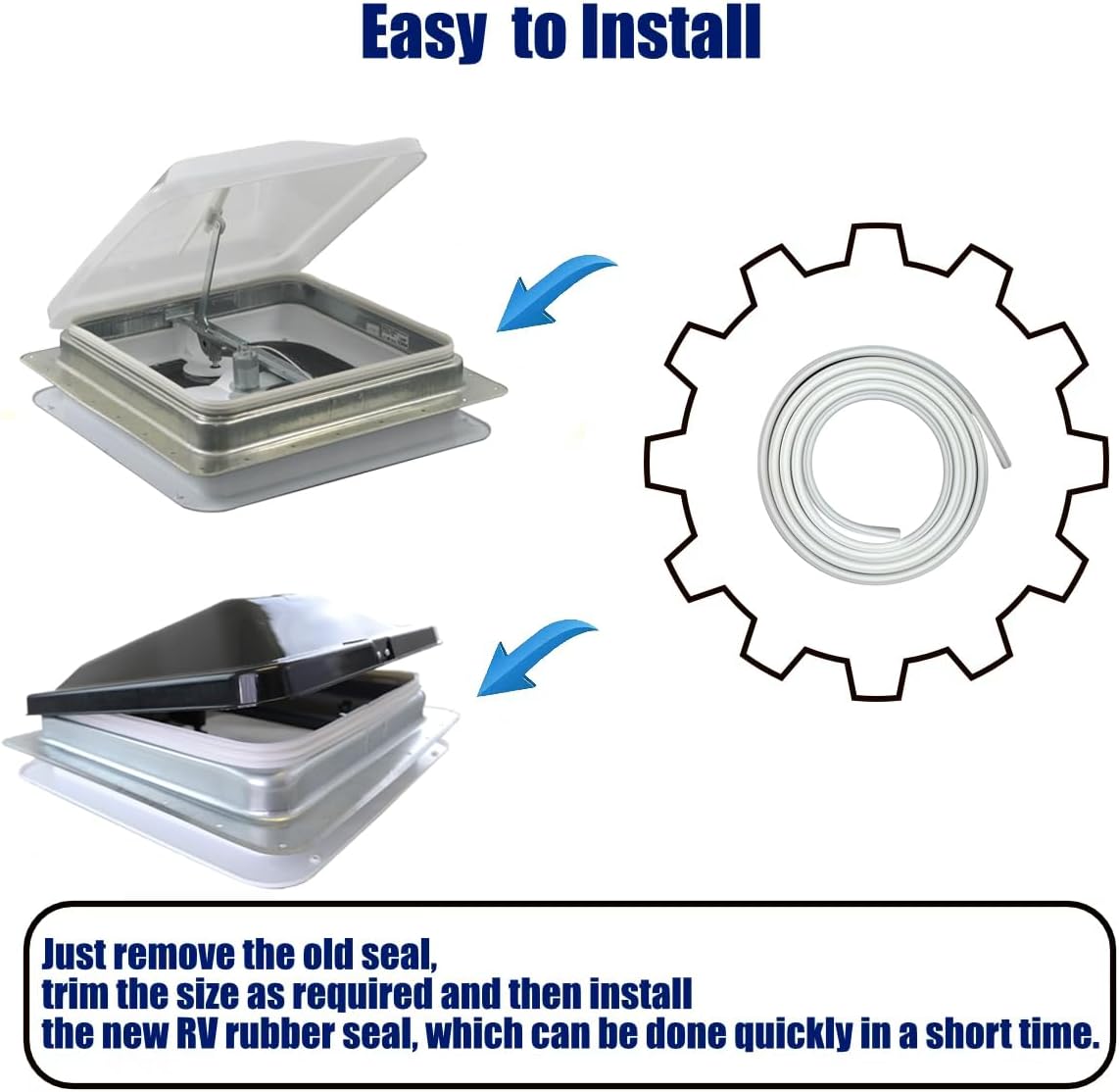 RV Roof Vent Seal 51", White TPE Rubber for Ventline, Hengs and Camco, RV Seal Replacement for Vent Covers for roof Replacement Gasket (1 Pack)
