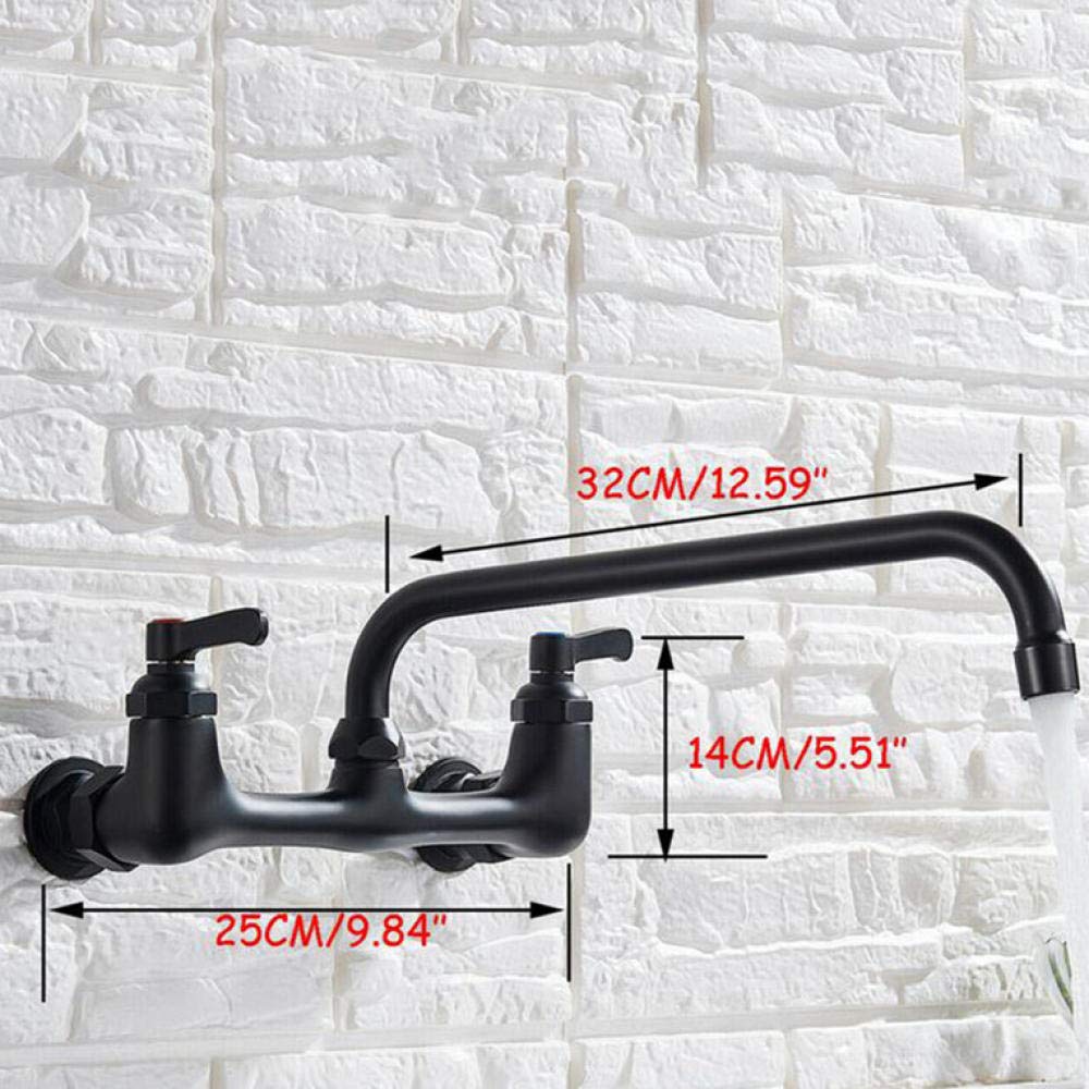 Huin Rubinetto da cucina con beccuccio lungo a parete Doppio manico Rubinetto per acqua calda e fredda antico in ottone 360 ​​Miscelatore da cucina girevole con beccuccio lungo
