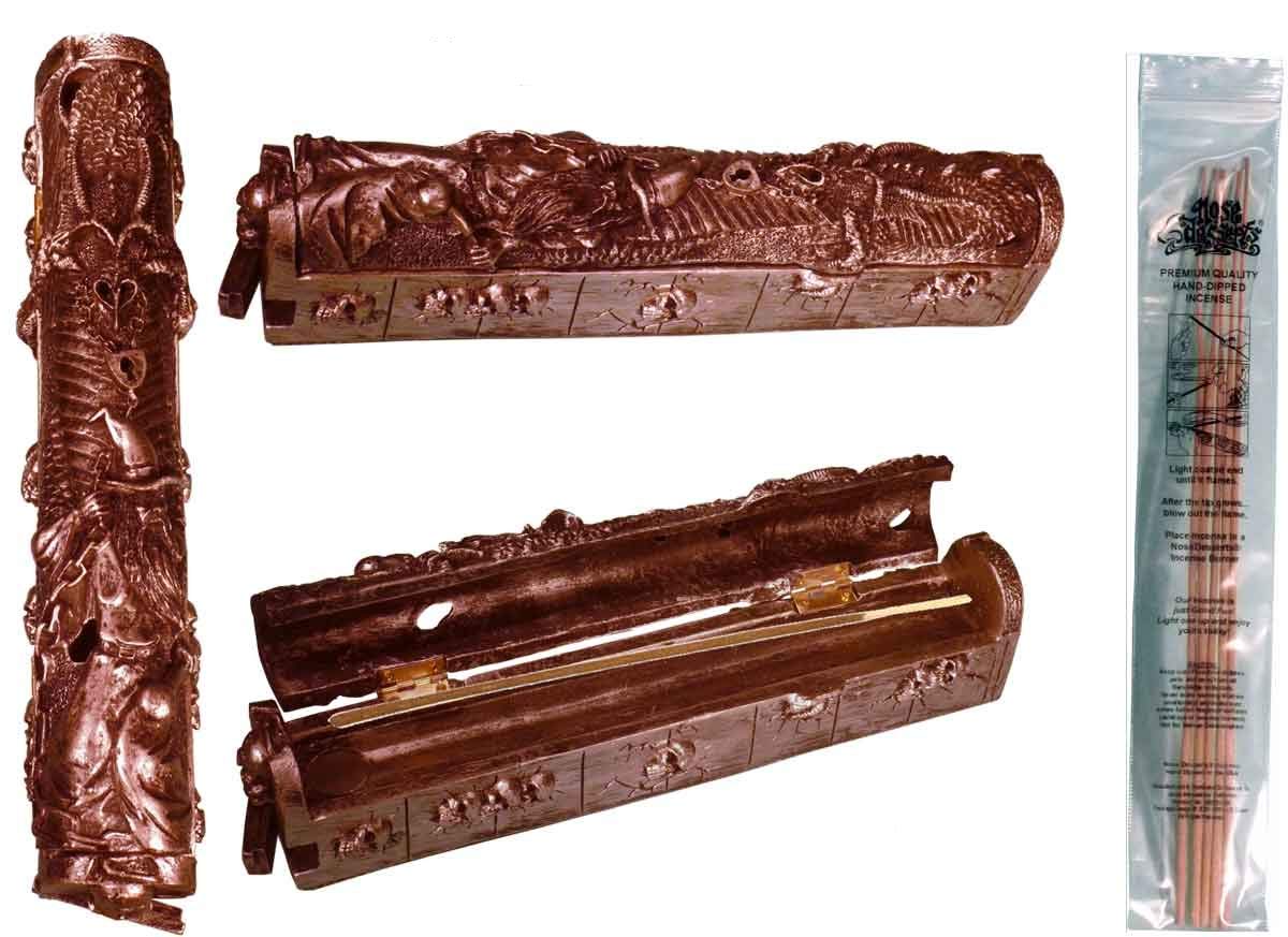 Nose DessertsDragon and Wizard Coffin Box Stick and Cone Incense Burner-Ashcatcher