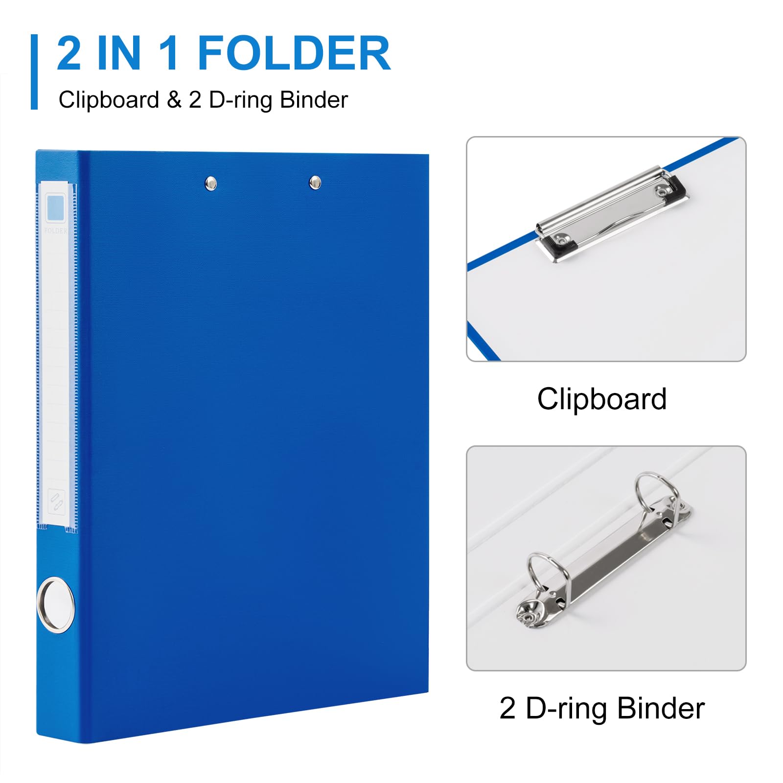 Hotyin Ring Binder with Clipboard, 4 Pack A4 Ring Binders, 45mm Spine, 2 D-Ring Binder & Clipboard - Image 2