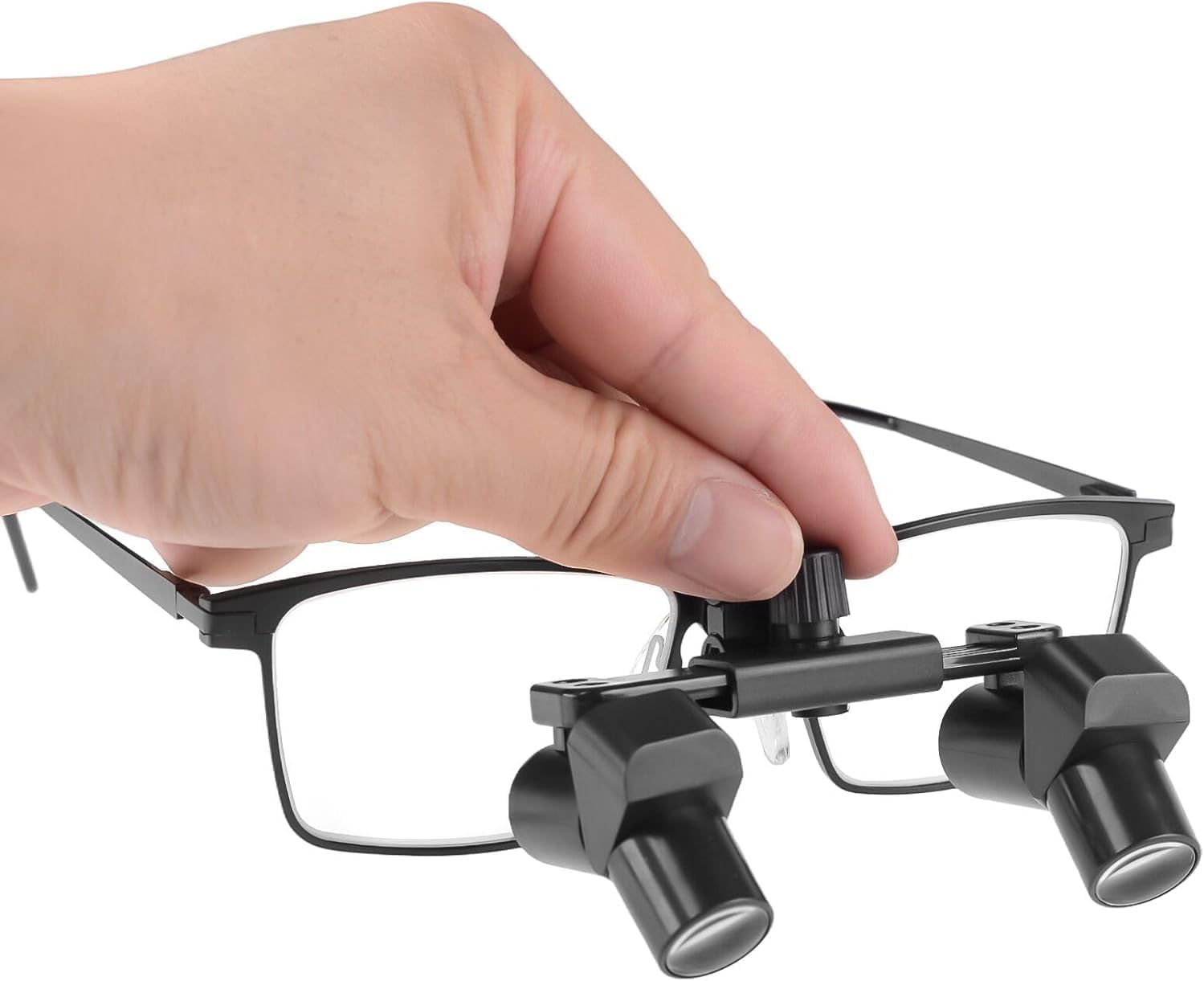 3.5X Flip-up Ergo Prisma Loupe Lupe Titan Rahmen, ergonomisches Design, mit Aluminiumbox, verstellbare Zwischenpupillen und Winkelbetracht (Working Distance 440-540m)