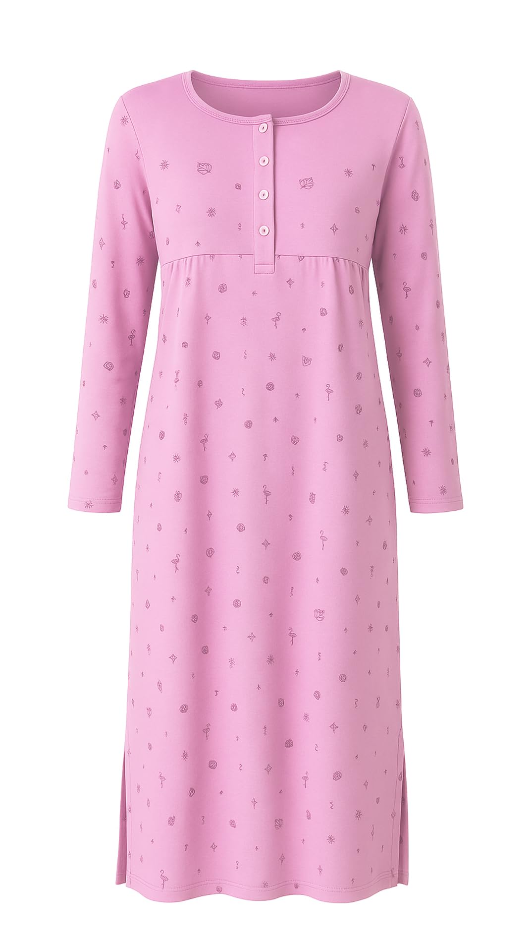 i-Smalls Womens Thermal Nightdress Long Length Cotton Rich Tropical Print Nightie (xxl) Pink