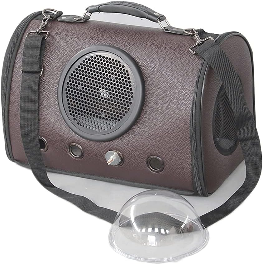 YYDS Bird Parrot Travel Bag Textured Lightweight Bird Carrier Small Bird Travel Cage Carrier with Steel Bowl and Standing Stick (Color : Brown)